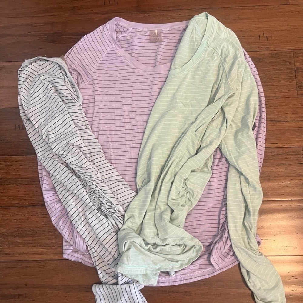 Striped Long Sleeve Tops in Lavender, Mint and Light Blue
